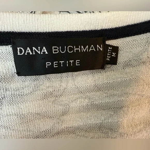 Dana Buchman Black and White 2pcs set floral tank top and Striped Cardigan/MP - Picture 7 of 13